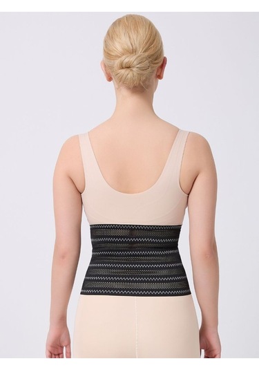 Norma Uzun Model Desenli Hava Alabilen Beli Toparlayan Sıkılaştıran Lateks Korse Siyah Renk Siyah