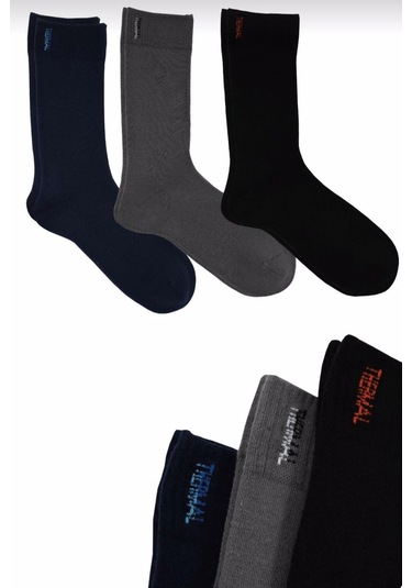 Kapbirtane Erkek Termal Havlu Çorap - 6 Adet Çok Renkli