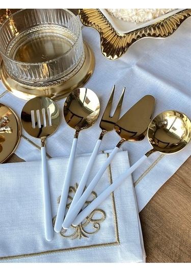 Allegra White Gold 5 Parça Servis Kaşık Seti Renkli