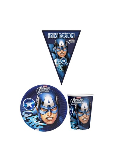 Kaptan Amerika 8 Kişilik Erkek Doğum Günü Mini Set Erkek Çocuk Parti