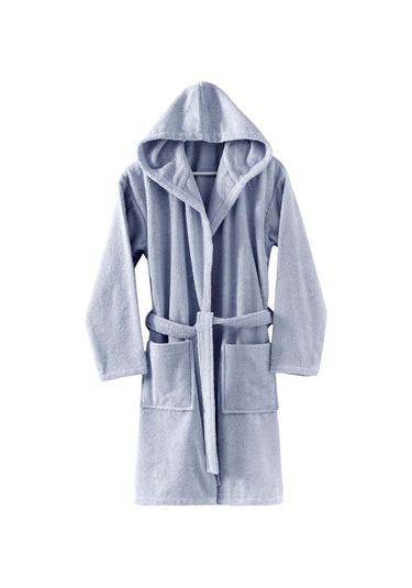 Menderes Home Cotton Collection Bukle Medium Kapşonlu Bornoz Düz Gri