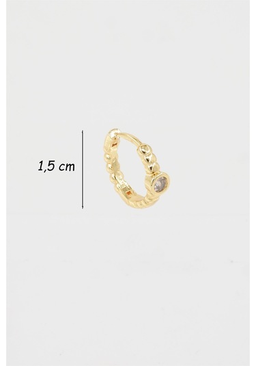 Kadın Kendi Tarzını Oluştur Zirkon Taşlı Halka 1 Adet Küpe-3303 Altın