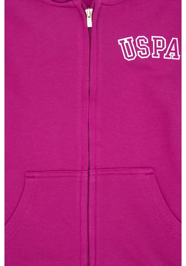 U.S. Polo Assn. Kız Çocuk Fuşya Kapüşonlu Fermuarlı Basic Sweatshirt 50316837-VR023 U.S. Polo Assn. Kız Çocuk Fuşya Kapüşonlu Fermuarlı Basic Sweatshirt 50316837-VR023