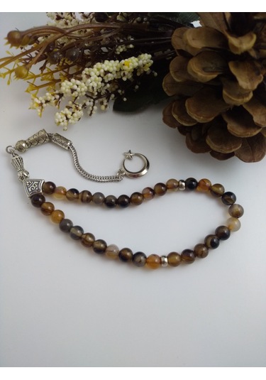 Kahve Akik Taşı Tespih / Doğaltaş Tespih 6 Mm N11.6779