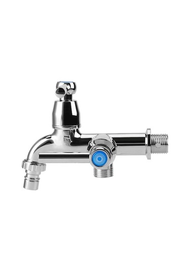 Bosphorusboutique02 Abs Çamaşır Makinesi Bataryası, Mutfak & Banyo Su Musluğu, Krom, Çift Çıkışlı, Düz Sap, G1/2 Bağlantılı Krom