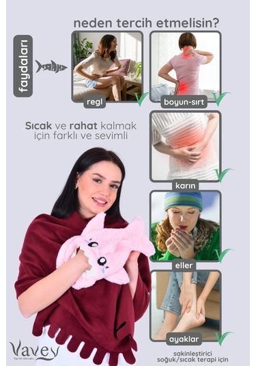 Shark Desenli Pembe Su Torbası Kılıfı Yumuşak