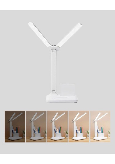 Bfs Kalemlik Ve Telefon Standlı Masa Lambası Kısılabilir Led Işık, Göz Dostu Tasarım Çok Renkli