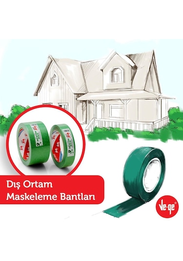 Ve-ge Dış Ortam Maskeleme Bantı Yeşil 48mmx30