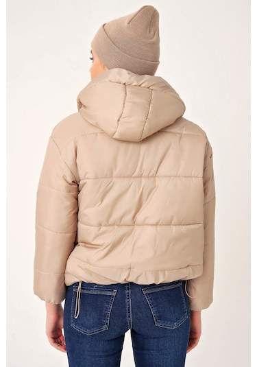 Bigdart 5117 Kapşonlu Şişme Mont - Vizon 001