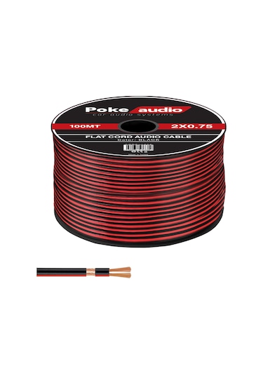 2x0.75 Hoparlör Kablosu Kordon Siyah 100mt Poke Pk-1416