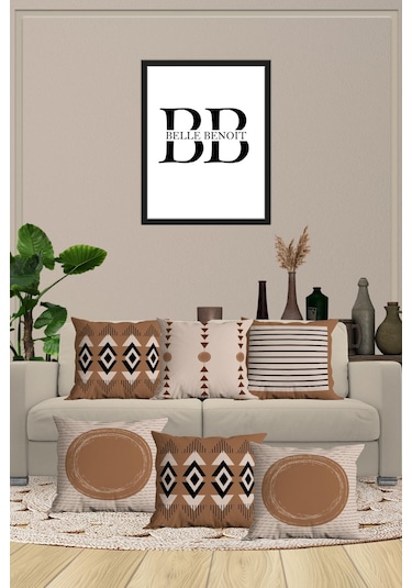 Belle Benoit Baskılı Dekoratif 6'lı Koltuk Kırlent Kılıfı Desen32