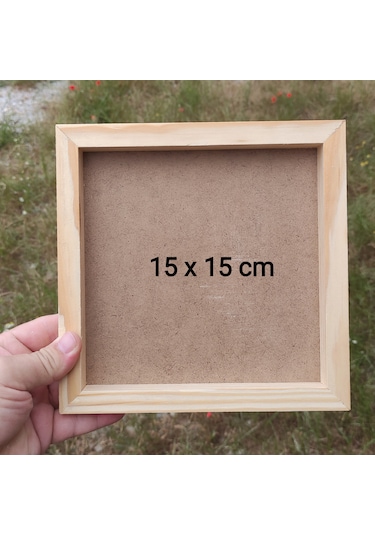 15x15cm Ahşap Çerçeveli Pano Ham Camsız - Arkalık Sabit