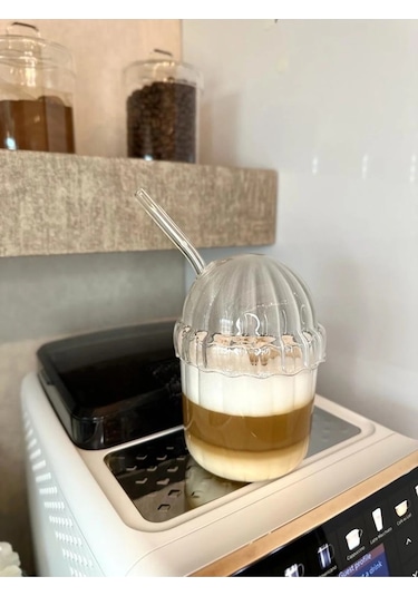 Devigo 2 Adet Kapaklı Pipetli Pinterest Bardak Soğuk Kahve Ve Sunum Bardağı 430 ML