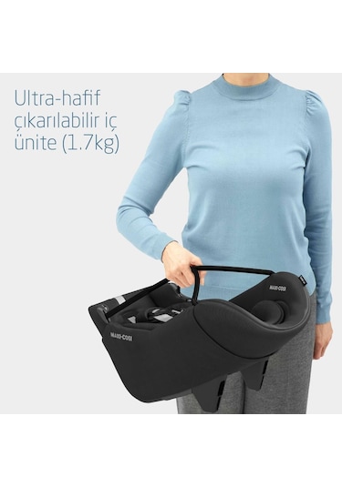 Maxi-Cosi Coral 360 Dönebilir 2'si Bir Arada Modüler Ana Kucağı ve Oto Koltuğu Essential Black