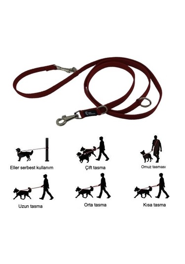 Çok Amaçlı Ayarlanabilir Köpek Gezdirme İpi Tasması Kırmızı