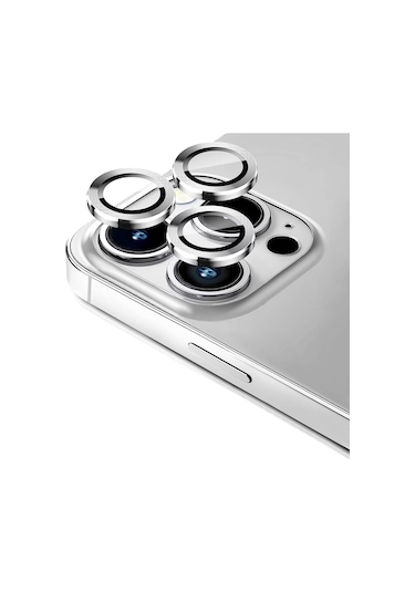 Apple Uyumlu iPhone 14 Pro Max Raze Metal Kamera Lens Koruyucu Gümüş