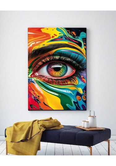 Renkli Tek Göz Tablo Kanvas Ev Duvar Salon Ofis Dükkan Hediyelik Dekarasyon Süsü Ölçü Seçiniz
