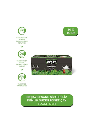 Ofçay Efsane Filiz Siyah Süzen Demlik Poşet Çay 30 x 15 G