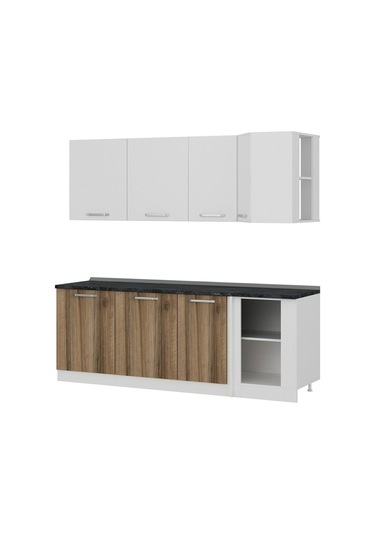 Minar 225cm Köşe Mutfak Dolabı - Beyaz/dore K225-d1