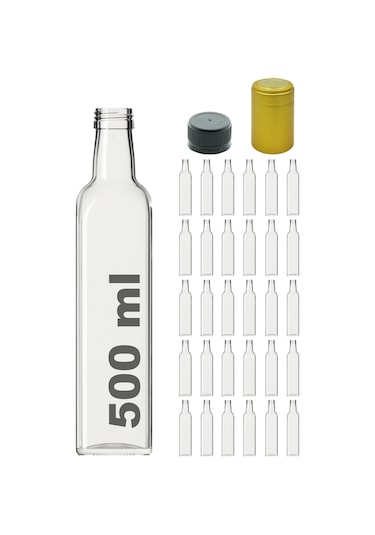 Afracam Maraska Şeffaf 500 ML Cam Şişe Kapak Kapüşon 30 Adet