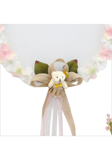 Süslebabypartystore Çiçekli Ve Ayıcıklı 37Cm Kasnak Kapı Süsü Çok Renkli