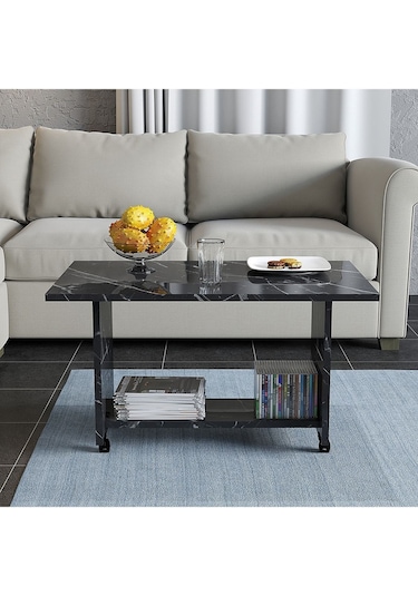 Umg Mobilya Tekerlekli Orta Sehpa Siyah