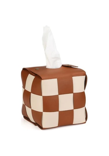 Stil D-masaüstü Doku Kutusu Havlu Pompalama Deri Yaratıcı Rulo Kağıt Kare Kağıt Havlu Çantası Küçük Dama Tahtası Kağıt Havlu Çantası