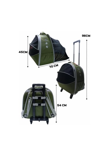 La Vista Grand Paris Tekerlekli Genişletilebilen Kedi, Küçük Köpek Taşıma Çantası Yeşil 40-40-50cm