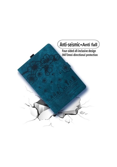 Suofeng Kindle Scribe 10.2" 2022 İçin Deri Korumalı Kılıf - Basılı Kart Tutucu Ve Stand Özellikli Mavi Tablet Kılıfı