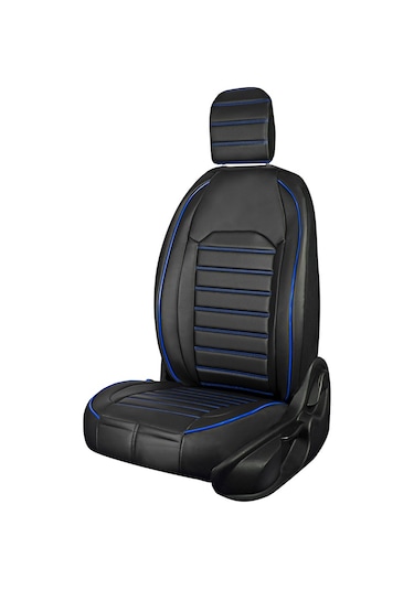 Fiat Egea Easy Stil Deri Oto Koltuk Kılıfı Ön Arka Set Siyah Mavi  Seri Şhn