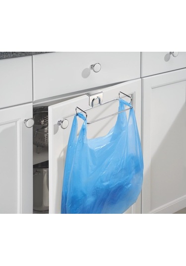 Dolaplar İçin Plastik Poşet Saklama Ve Alışveriş Poşeti Tutucu, Mutfak Saklama - Krom -