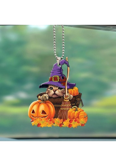 Homyl Cadılar Bayramı Balkabağı Dekor Araba Ev Kolye Stil-e