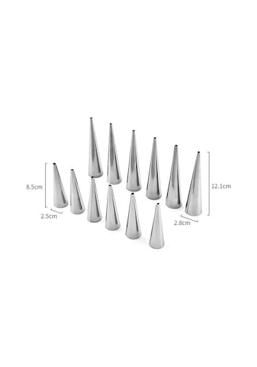 Sones 5 Adet Koni Rulo Kalıpları Paslanmaz Çelik Spiral Nozul Kruvasan Pasta Kreması Boynuz Kek Kalıbı