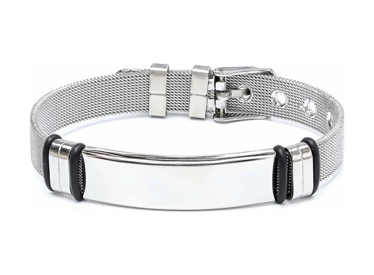 Moncuk Design Kişiselleştirilebilir İsim Yazılabilir Ayarlanabilir Kordonlu Çelik Bileklik 3351ebf2d Siyah