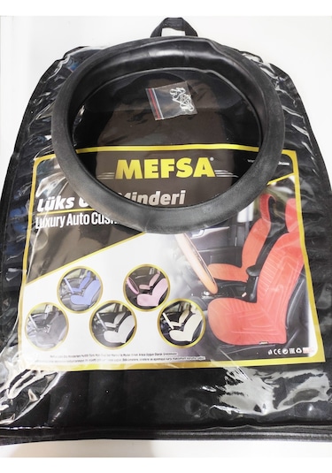 2,li Oto Koltuk Kılıfı Minder Alkantra Kumaş Siyah Renk Slikon Direksiyon Kılıfı