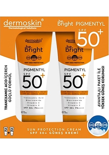 Dermoskin Be Bright Pigmentyl Güneş Koruyucu Krem SPF50+ 2 x 75 ML