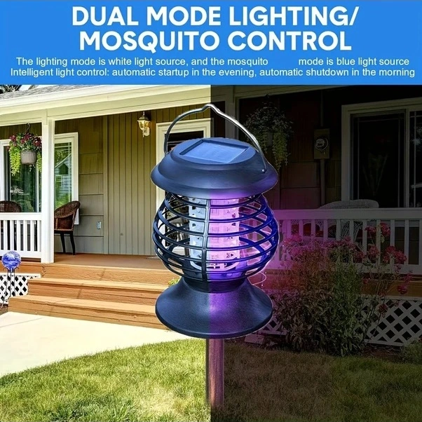 Trendooze Siyah Solar Sessiz Sinek Kovucu Bahçe İçin Yüksek Performanslı