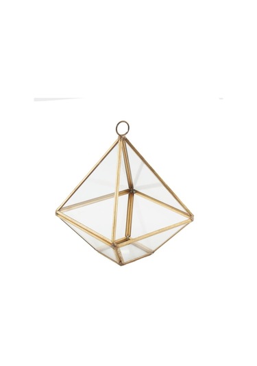 Mutluadim 12X10Cm Cam Fanus Üçgen Prizma Rose Renk Terrarium