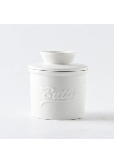 Seramik Kapaklı Tereyağı Güveç Fransız Tereyağı Tabağı Kaleci Sayacı Sürülebilir Yumuşak Tereyağı Kabı Saklama Kavanozu Su Hattı İle Kırmızı