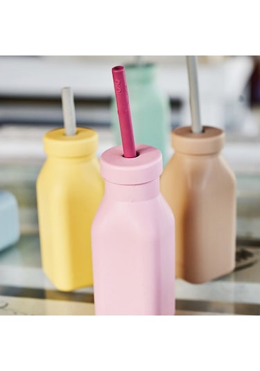 Oioi Silikon Şişe ve Pipet 6+ Ay 200 ML River Green - Powder Grey Gri