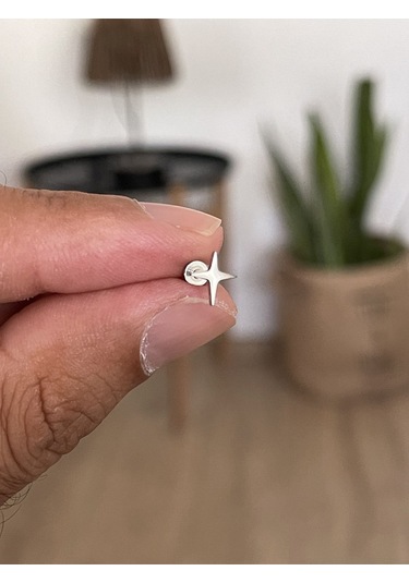 316 L Cerrahi Çelik Tragus Helix Kıkırdak Conch Minimal Kutup Yıldızı Piercing Gümüş