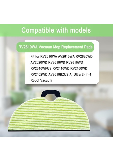 Teltree 8'li Robot Süpürge Mop Padı Seti - Yedek Temizleme Bezleri Yeşil