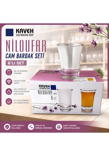 6lı Kahve Yanı Su Bardagı Beyaz