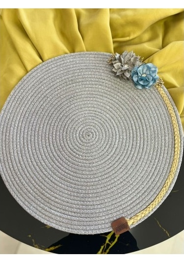 Decohandy 39cm Çiçekli Jüt Örme Supla Amerikan Servis Çok Renkli