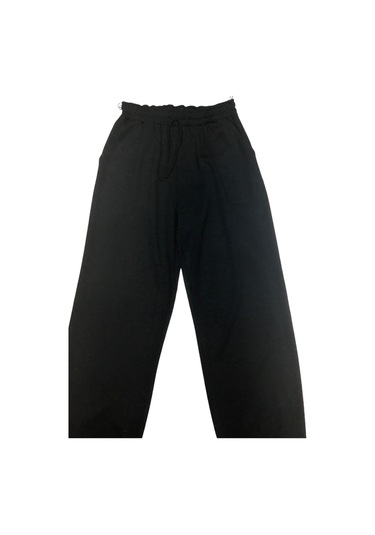 Kadın Beli Lastikli Cepli Paçası Pensli Spor Pantolon Siyah