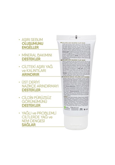 Solaris Kil Maskesi Yağlı ve Lekeli Ciltler İçin 2 x 100 ML