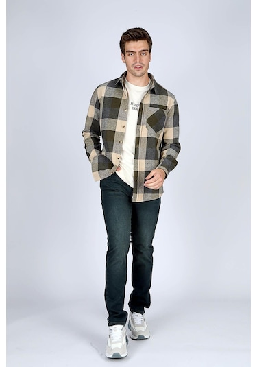 Lee Cooper Deon Erkek Dokuma U.kol Gömlek Haki-bej-20526 Haki-bej Ekose Haki - Bej