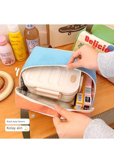 Jian Fan Yan Açıkır Is Yalıtımlı Öğle Yemek Çantası, Taşınacak Ve Pratik Açık Mavi