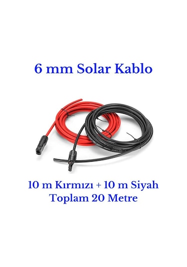 6 mm Mc4 Soketli 20 Metre (10m+10m) Güneş Paneli Solar Kablo