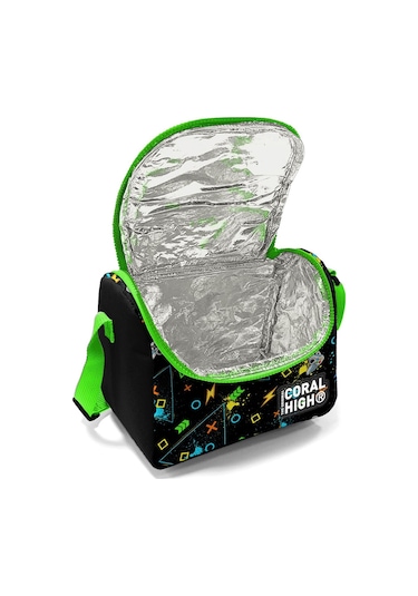 Coral High Kids Siyah Fosforlu Yeşil Gamer Desenli 3 Lü Okul Çanta Seti Set0123654